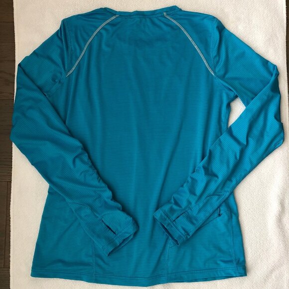 Running Room Fit Wear Long Slv Crew Neck Stripe Top Blue Sz M - no fabric tag - Picture 9 of 15